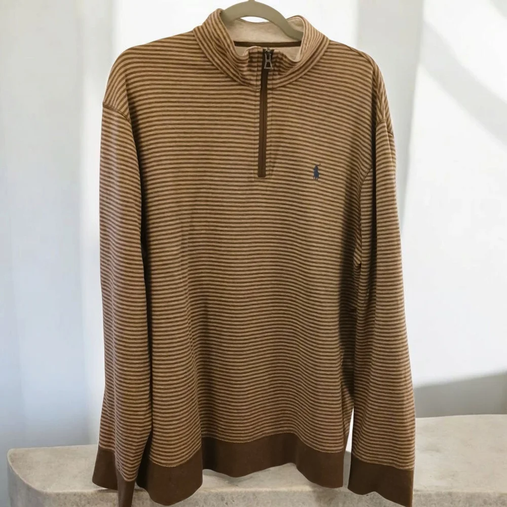 Mens Polo Ralph Lauren Jersey Quarter-Zip Pullover XL EUC $168 Retail - Picture 2 of 7